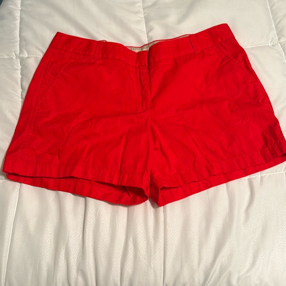 Women's J Crew Chino Broken In Hundred Percent Cotton red Summer Shorts
